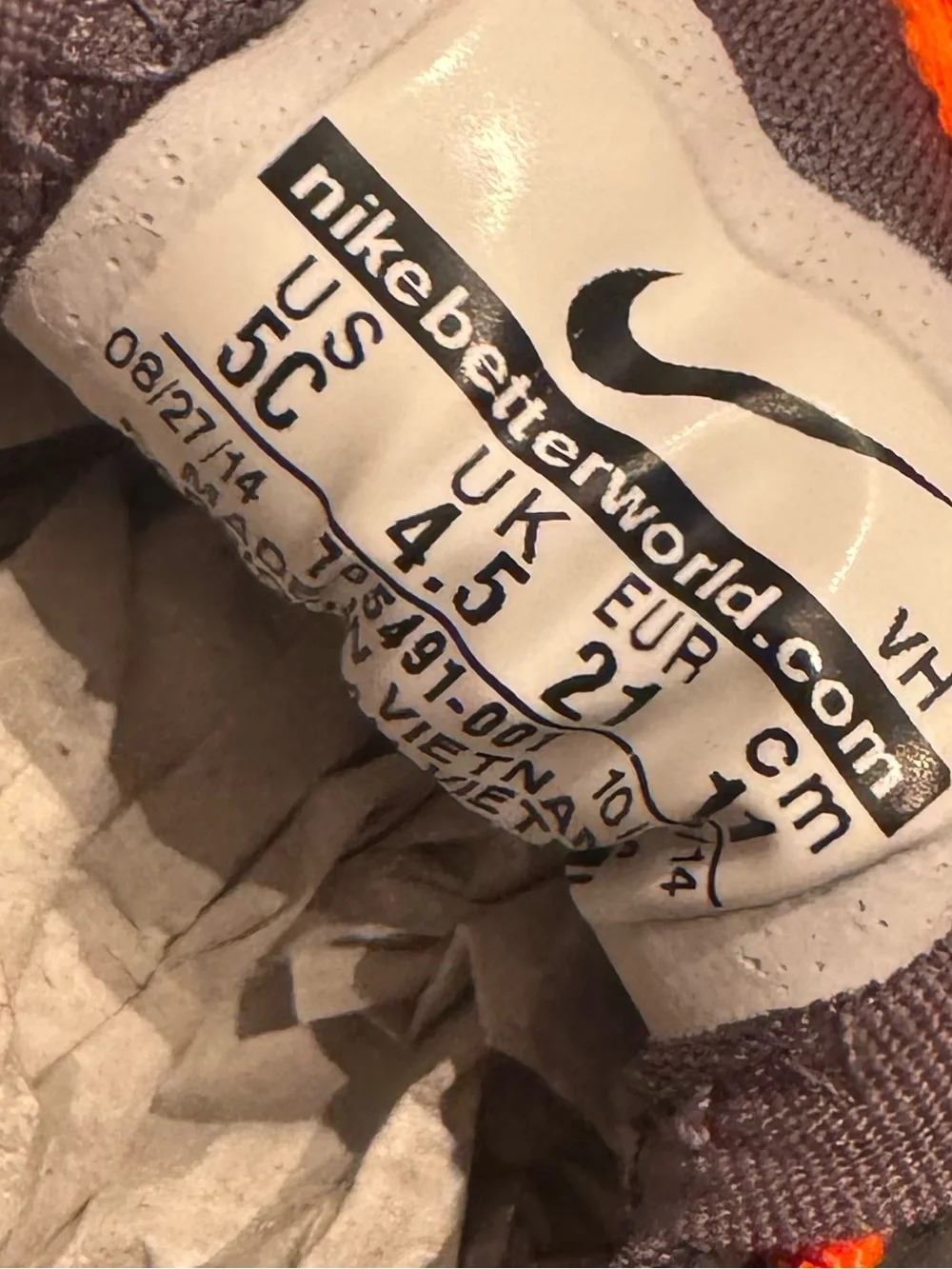 Nike Kids Gray and Orange Velcro Sneakers
